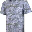 Golf Shirts for Men Short Sleeve Moisture Wicking Printed Performance Polo (Blue, XL)
