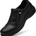 QAE Loafers for Women Comfort Women's Penny Loafers with Zipper Orthopedic Lightweight Slip-On Flats Casual Work Dressy Walking Business Shoes (10, Black)