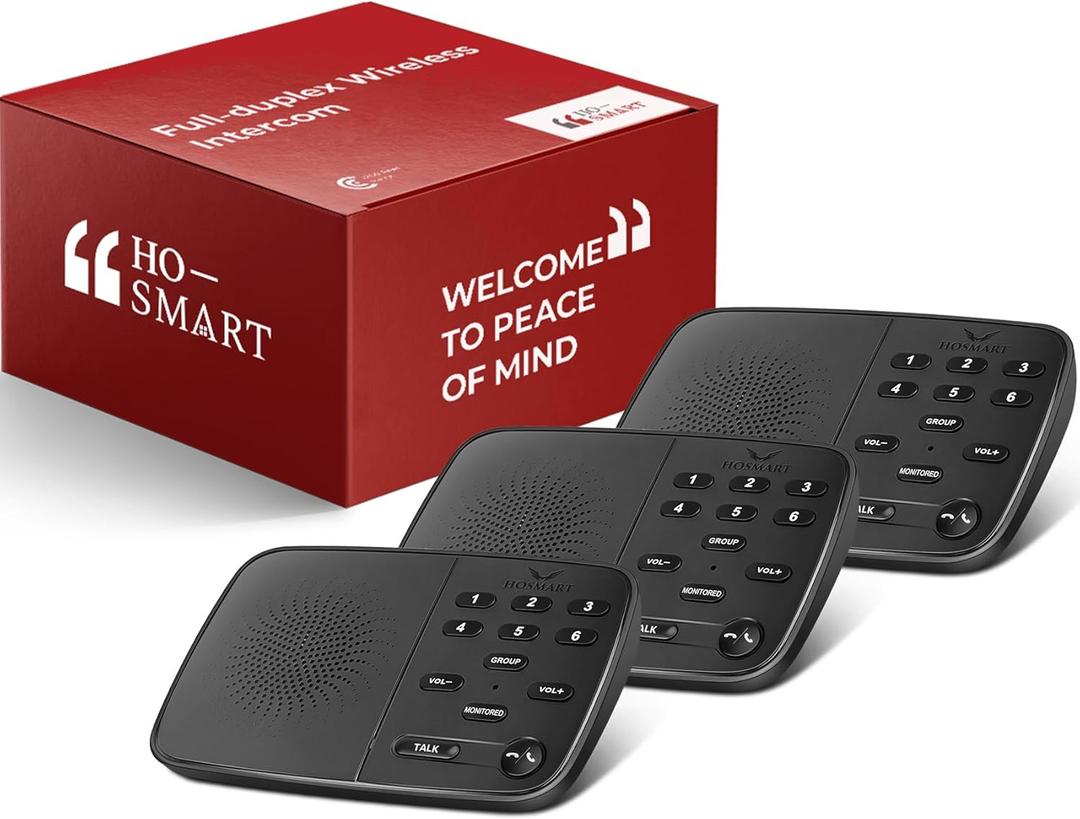 Hosmart Intercoms Wireless for Home UltraSpeak Pro, 2025 Full Duplex Wireless Intercom System for Business, Room to Room Intercom Two Way Real-time Intercom with 1200 Feet Range (3 Packs)