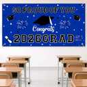 3 x Graduation Decorations 2026 Blue Graduation Banner 66.1" x 33.8" Graduation Backdrop Congrats Grad Banner for Outdoor Indoor High School College Class of 2026 Graduation Party Decorations Supplies