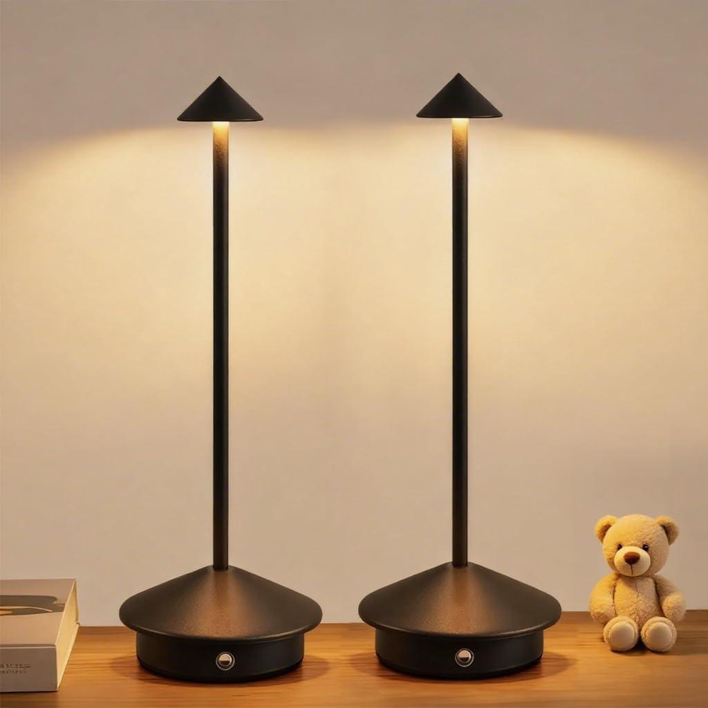 LED Cordless Table Lamps, Portable Rechargeable 6000mAh Outdoor Lights, 3 Color Stepless Dimming Battery Powered Bedside Lamp, Wireless Touch Desk Lamp For Bedroom/Kitchen Lamp/Camping/Patio(Black