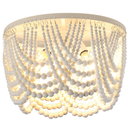Wood Beaded Flush Mount Ceiling Light, DIKAIDA 3-Light Boho Beaded Chandelier Light Fixture, Mini Girls Chandelier Finishing for Bedroom, Rustic Nursery Light Fixture for Kitchen Living Dining Room