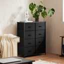 Sweetcrispy Dresser, Dresser for Bedroom Organizer Storage, Fabric Storage Tower with 8 Drawers, Chest of Drawers with Steel Frame, Wood Top for Living Room, Closet, Black, 31.5"D x 11.8"W x 36.4"H