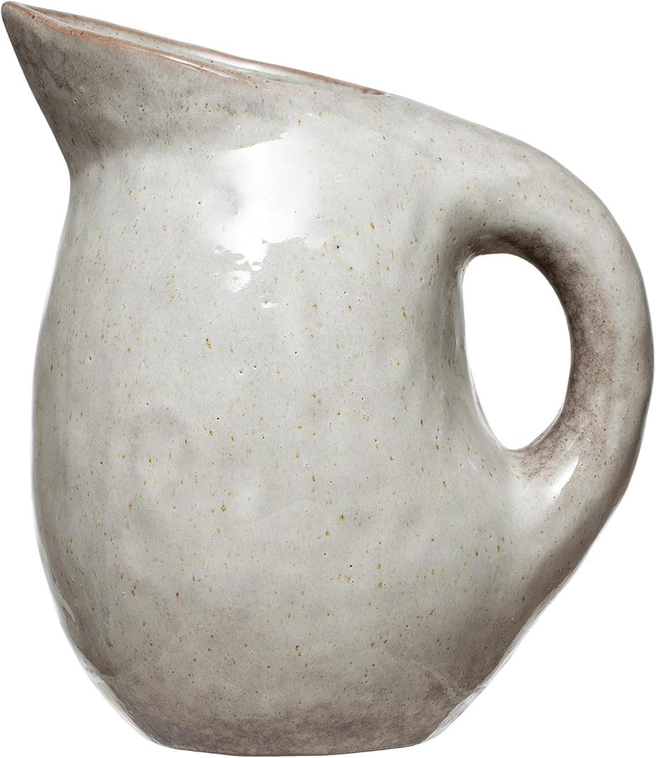 Neutral Reactive Glaze Stoneware Pitcher 8.25"L x 6"W x 9.5"H 64 oz.
