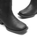 DREAM PAIRS Women's Cowboy Cowgirl Boots Embroidered Square Toe Mid Calf Western Boots Fashion Dress Chunky Low Heel Shoes for Theme Party Country Concert,Size 8.5,All Black