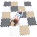 MQIAOHAM® 18 Pieces Puzzle Play Mats, Soft Baby Play Mat, Kids Interlocking Foam Floor Tiles, Toddlers Carpet Playmats G301018-101110112