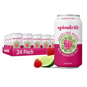 Spindrift Sparkling Water, Raspberry Lime Flavored, Made with Real Squeezed Fruit, Only 9 Calories per Can, 12 Fl Oz Cans, Pack of 24 BB 08/13/2026