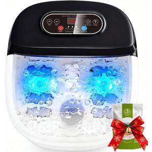 Foot Spa Bath Massager with Heat - and Blue Light Foot Soaking Tub, Epsom Salt, Adjustable Temperature, Bubble and 8 Rollers, Birthday Gift for Mom Dad