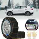 Auto Tightening Snow Chains Tire Chains, 1-Minute Quick Install, Twist-Link, Wear-Resistant, Universal for Car/SUV/Pickup Trucks, Multi-Weather Emergency Traction, Set of 2 (HLN-170, 3.9mm)