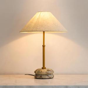 18.9" Mable Table Lamp, Beige Linen-Style Shade Tall Stone Table Lamp