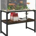 30 Gallon Rimless Fish Tank Stand with Shelf for Storage, 2 Tiers Metal Aquarium Stand, Breeder Tank Turtle Reptile Terrariums Stand Rack for Home Office, 30" L x 12" W x 20.5" H, Black