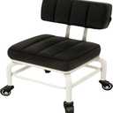 Low Rolling Stool with Back Support Roller Seats, Roller Chair PU Leather Low Stool with Wheels Foot Step Chair for Home,Shop,Office,Garage,Mechanic,Auto Repair,Library,Manicure, Medium - 4 Universal Wheels