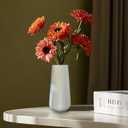 White Ceramic Vase 8" H - Small Flower Vase for Pampas Grass, Office Desk Decor, Minimalist Home Decor for Bedroom, Kitchen Shelf, Restaurant Table Centerpiece