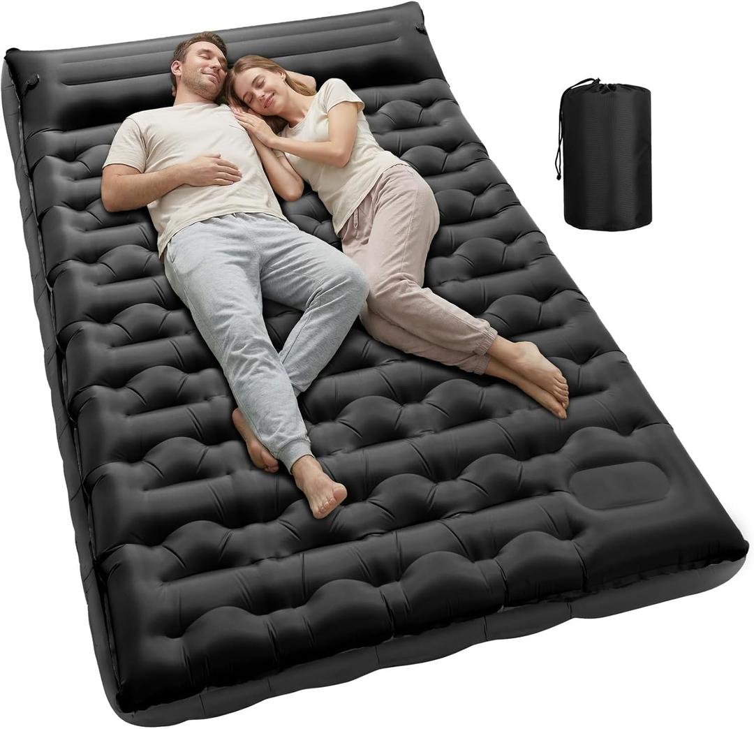 KASBAH Double Inflatable Camping Sleeping Pad,Thick 6 inch 2 Person Ultralight Sleeping Mat with Built-in Foot Pump and Pillow,Camping Essentials for Hiking,Backpacking,Traveling, Tent