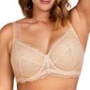 HSIA Minimizer Bra for Women - Plus Size Full Coverage Lace Bra with Underwire, Non Padded (Beige, 36DD)