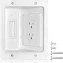 Recessed Outlet Box in Wall Cable Management Kit, Hide Cables Behind The Wall, Cable Pass Through Wall Plate Insert for TV HDMI Network Ethernet Home Theater Speaker Systems (White 6.2 * 7.9 inch)