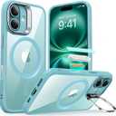 ESR for iPhone 16 Plus Case, Camera Control Button Compatible with MagSafe, Military-Grade Protective Case, Built-in Stash Stand Phone Case, Scratch-Resistant Back Cover, Classic Series, Clear Green