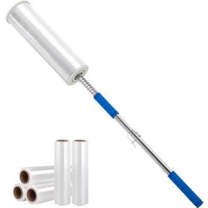 Long Handle Pallet Stretch wrap Dispenser 48 Inch Extra Long Handle for Pallet Wrapping Fits 12" to 24" Rolls with 2" to 3" Core - Pallet Wrap