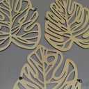 Palm Leaves Wood Wall Decor , 3Pcs Tropical Wall Art Jungle Decor, Wooden Natural Leaves Plant Wall Decor, Vintage Tropical Plant Plaque for Home Living Room Kitchen Bedroom Bathroom & Garden, Light Brown