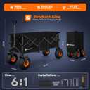 48"L Collapsible Beach Wagon with Big 10" Balloon Wheels for Sand, 560lbs Weight Capacity 300L Wagons Carts Foldable Heavy Duty with All Terrain Tires, Folding Cart for Camping, Grocery, Sport - Black