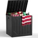 Outdoor Storage Box,30 Gallon Deck Box Outdoor Storage Bench Outside Waterproof Resin Storage Bench, Lockable Patio Cushions, Garden Tools Storage For Furniture, UV Resistant(Black)