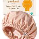 Yanibest Shower Cap for Women Reusable Waterproof,Satin Lined Bath Cap with Soft Elastic Band,Large Washable Hair Caps for Shower (Peachy Pink)