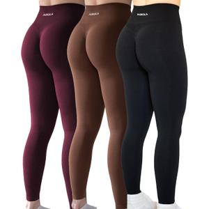 AUROLA Workout Leggings for Women Seamless Scrunch Tights Tummy Control Gym Fitness Girl Sport Active Yoga Pants (S)