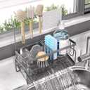 NET MEYA Sponge Holder for Kitchen Sink,Stainless Steel Sink Caddy with Dish Brush Holder,Kitchen Sink Organizer Countertop Sink Holder,Dish Soap Holder for Kitchen Sink Organizer (Gray)