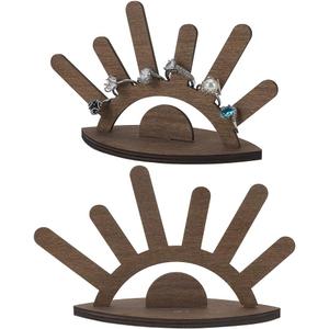 FINGERINSPIRE 2 Sets Wooden Ring Display Holder Eye Shaped Ring Display Stand Sienna Wood Ring Holder for Jewelry Evil Eye Ring Display Showcase Wood Ring Storage Holder for Christmas Engagement Gift