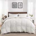 Goose Feather Down Fiber Comforter California King - 100% Organic Cotton Shell All Season Duvet Insert, Medium Warmth Hotel Luxury Bedding Comforter(104x96 Inch, White)