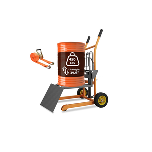 Hydraulic Material Lift Pallet Truck - 450 lbs Manual Winch Stacker, 39.5" Max Lift Dolly, 18.5" Fork Length, 9" Polyurethane Wheels