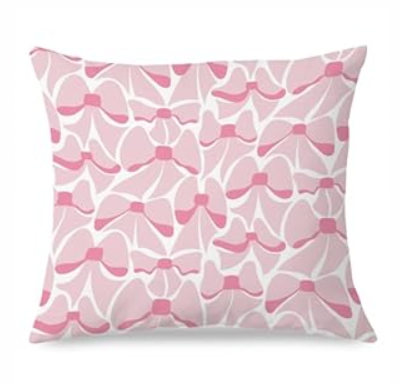 SPBL&L Coquette Groovy Pink Bow Pillow Covers 18x18, Coquette Preppy Girly Room Decor, Preppy Girly Aesthetic Ribbon Bow Decorative Throw Pillow Covers for Girls Bedroom Dorm Apartment