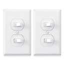AIDA Single Pole Double Toggle Rocker Decorator Light Switch, 15 Amp Self-grounding Electrical Light Switches, Residential Grade, UL Listed (2 Pack, Glossy White)