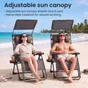2 Pack Zero Gravity Chairs with Canopy, Adjustable Folding Patio Anti Gravity Recliner Outdoor Lounger with Tray & Headrest for Beach Camping, 400lbs Weight Capacity
