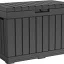 Keter Kentwood 50 Gallon Resin Deck Box-Organization and Storage for Patio Cushions, Throw Pillows and Garden Tools, Dark Grey