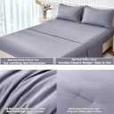 PERFEMET 5-Piece Purple Bed in A Bag Queen Size Boho Cute Grayish Purple Pom Pom Comforter Set with Sheets Soft Lightweight Girls Bedding Set(Grayish Purple, Queen)