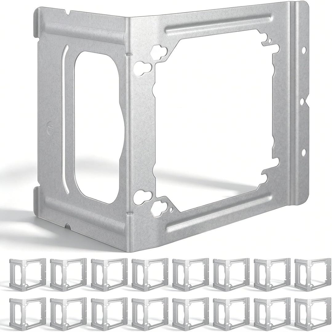 Tellegloww 100 Pack Galvanized Steel Electrical Outlet Box Mounting Bracket, for 4" and 4-11/16" Boxes, Metal Wall Mount Stud Bracket with Support Leg