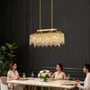Gold Crystal Chandelier | Modern Luxury Oval-Shaped Chandeliers for Dining Room Light Fixture, 32" 10-Light Crystal Ceiling Lighting Fixture for Dining Room Kitchen Island Bar