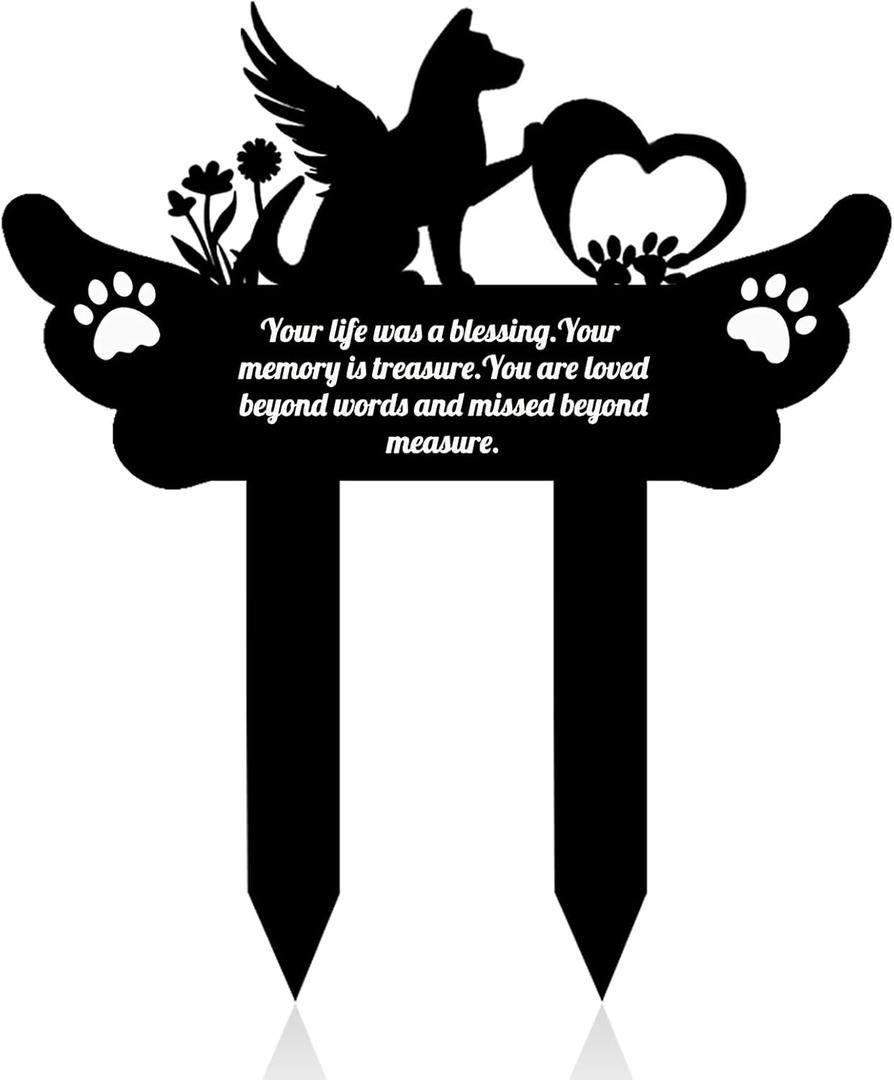 Pet Grave Markers,Metal Pet Headstone for Lost Dog Sympathy Gift, Waterproof Grave Markers for Garden or Indoor,Dog Tombstone Garden Memorial Stake (11.4in)