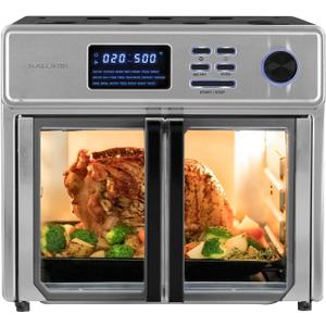 Kalorik MAXX Complete Air Fryer Oven Digital Controls 26-Quart Capacity 10-in-1 Countertop Cooker with 21 Presets, 15 Deluxe Accessories & 60-Recipe Hardcover Cookbook, 1700-Watts, Stainless Steel