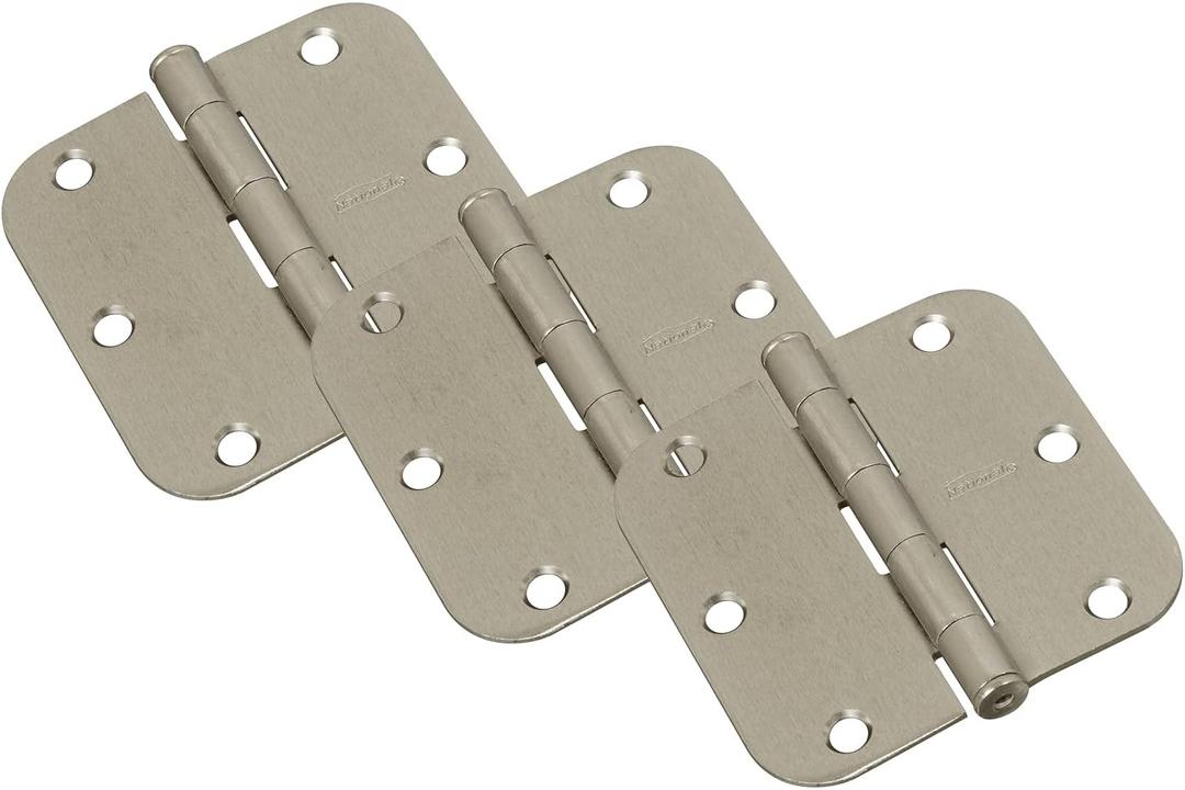 National Hardware N830-328 V512R5/8 Door Hinges in Satin Nickel, 3 pack,3-1/2 Inch