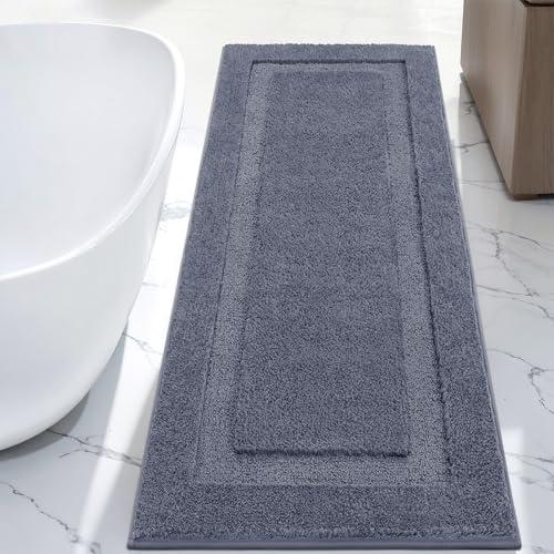 SHACOS Soft Fluffy Bathroom Rugs 24"x60" Long Bath Runner Rug Non Slip Washable Absorbent Bath Rugs Mats Carpets for Bathroom Floor Tub Shower Vanity Sink Home Decor Accessories, Dark Grey 2'x5'