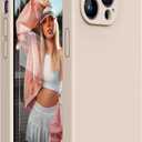 Miracase Designed for iPhone 14 Pro Max Phone Case with Screen Protector,[Upgraded Enhanced Camera Protection],Shockproof Liquid Silicone Case with Microfiber Lining,6.7 inch, Bean Grey (Sand)