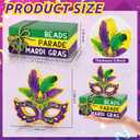 4 Pcs Mardi Gras Decorations for Home Masquerade Mask Wooden Table Centerpieces Mardi Gras Tabletop Blocks Sign Wood Books Stack Tiered Tray Decor Indoor Office Desk Shelf Rustic Mantel Carnival Party (Large, Purple)