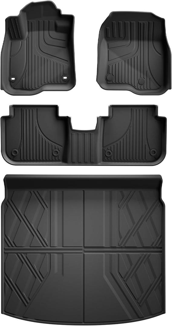 Floor Mats & Cargo Liner for Honda CRV 2023-2027 (Gasoline & Hybrid) TPE All-Weather Mats, Non Slip & Odorless & Scratch Proof, CR-V Accessories, Set name: 1) for Honda CRV | 2023-2027 | Floor & Cargo Mats
