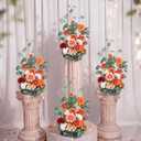 Giegxin 4 Pcs Free-Standing Wedding Aisle Artificial Flowers Walkway Rose Floral Arrangements Chair Decorations for Ceremony Decor Wedding Reception Church Backdrop Outdoor (Pink)