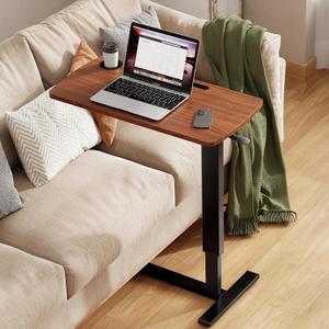 Foldable Overbed Table with Wheels, Pneumatic Adjustable Desk
31.5 X 17.7 In Desktop with Cup Holders and Tablet Slot, Hidden Casters, 88 Lbs Capacity, Installs on Either Side of Bed