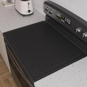 Stove Top Covers for Electric Stove, Food Grade Heavy Duty Silicone Glass Stove Top Cover Protector, Induction Cooktop Protector, Heat Resistant Range Ceramic Stove Top Covers Mat, Oven Cover (28" x 20", Black)