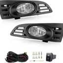Fog Lights for 2003 2004 2005 Accord 2DR Clear Fog Light Kit with Wiring Harness& Switch Driving Bumper Light
