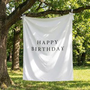 Oudain 2939 Inch Happy Birthday Burlap Banner, Fabric Party Decorations Backdrop, Boho Rustic Photo Props Sign with Hanging String for Birthday Party Indoor Outdoor Yard Wall Decor